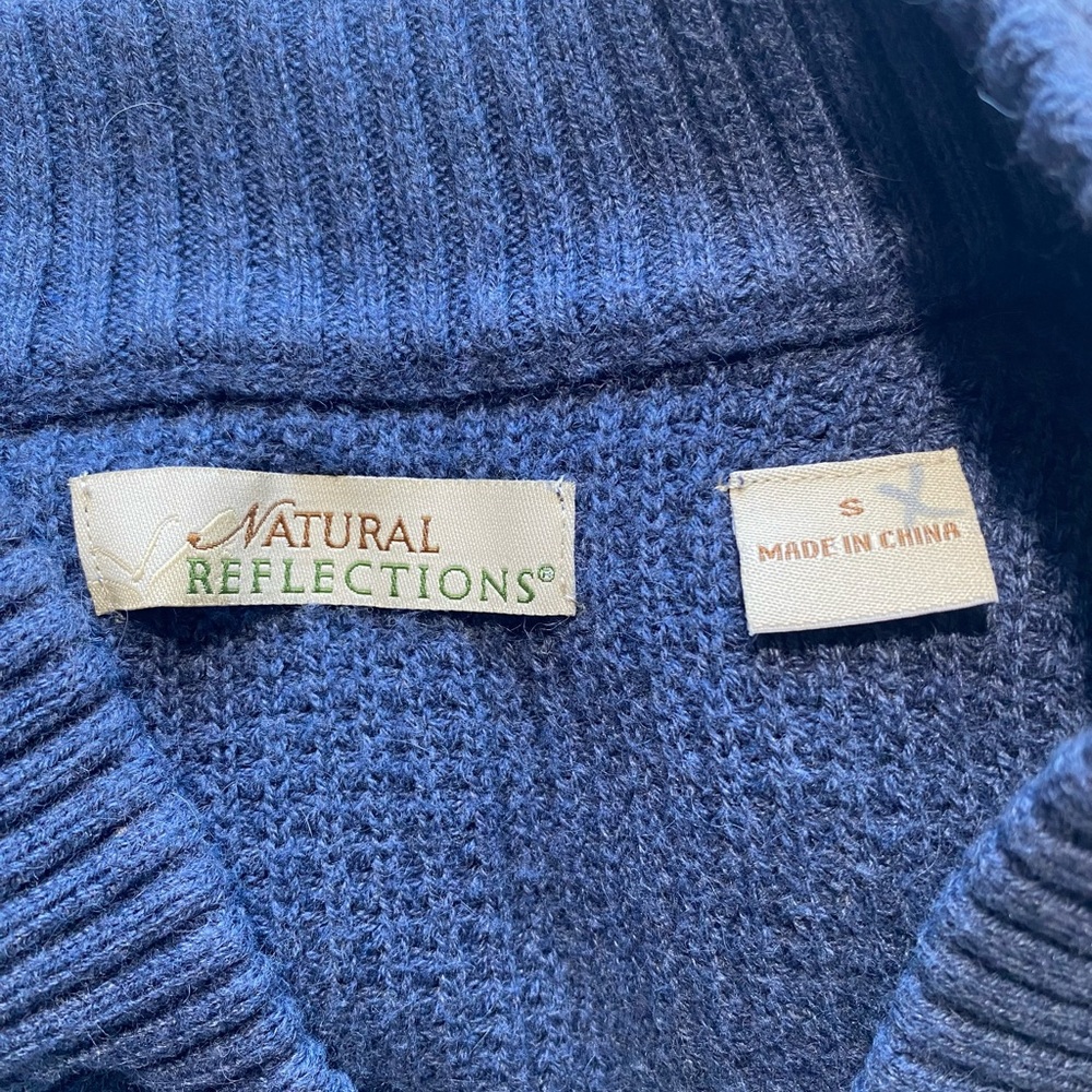 GOOD- Size S Women’s Natural Reflections 1/4 Button Pullover Sweater Cotton Navy - Picture 8 of 8